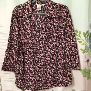 Fred David, Multicolor Blouse with V-Neck Size-XL